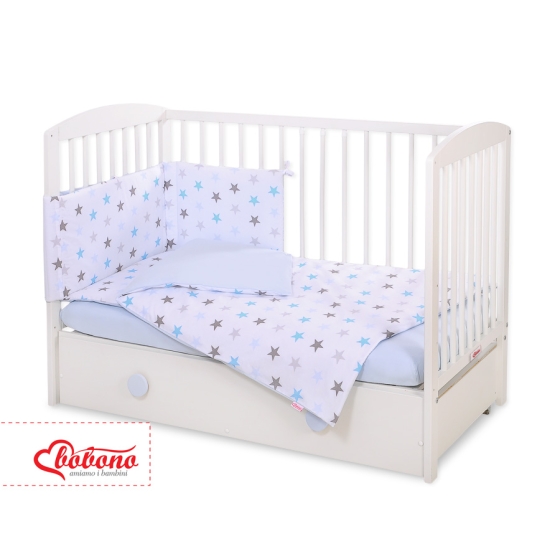 Baby Crib/Cot Bedding set 3-pcs - gray -blue stars