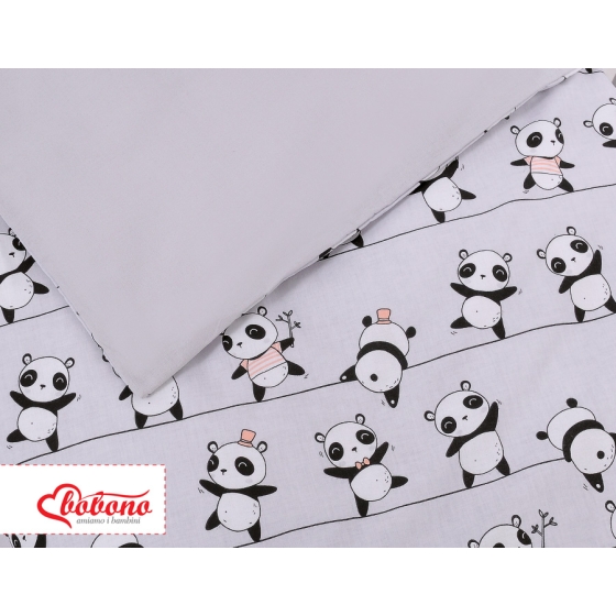 Baby Crib/Cot Bedding set 3-pcs - gray panda