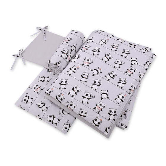 Baby Crib/Cot Bedding set 3-pcs - gray panda