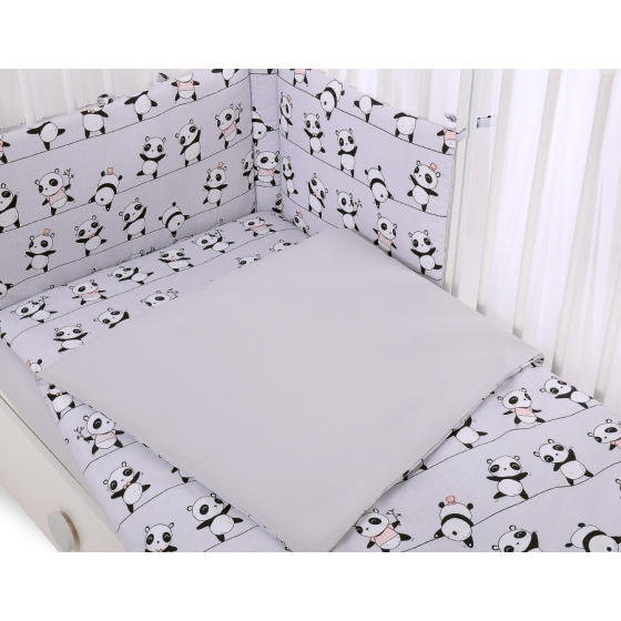 Baby Crib/Cot Bedding set 3-pcs - gray panda