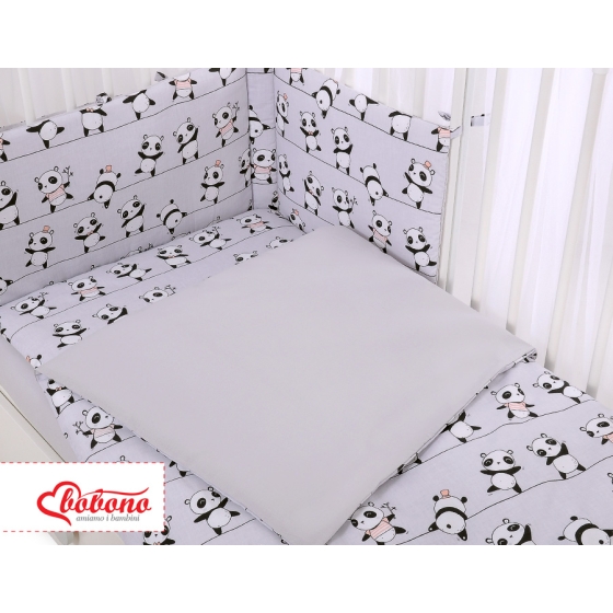 Baby Crib/Cot Bedding set 3-pcs - gray panda