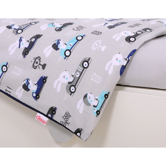 Baby Crib/Cot Bedding set 3-pcs - gray rabbits