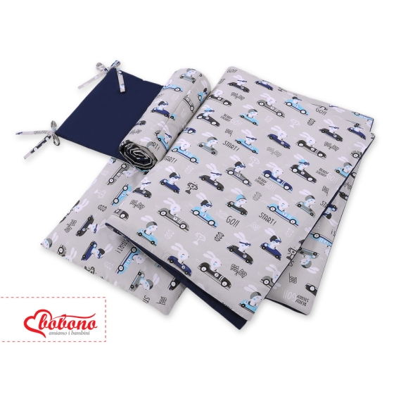 Baby Crib/Cot Bedding set 3-pcs - gray rabbits
