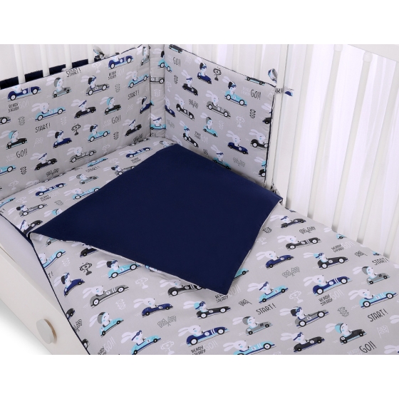 Baby Crib/Cot Bedding set 3-pcs - gray rabbits