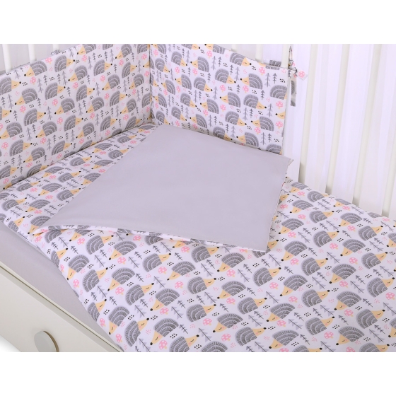 Baby Crib/Cot Bedding set 3-pcs - hedgehogs Gray