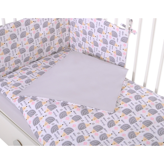 Baby Crib/Cot Bedding set 3-pcs - hedgehogs Gray