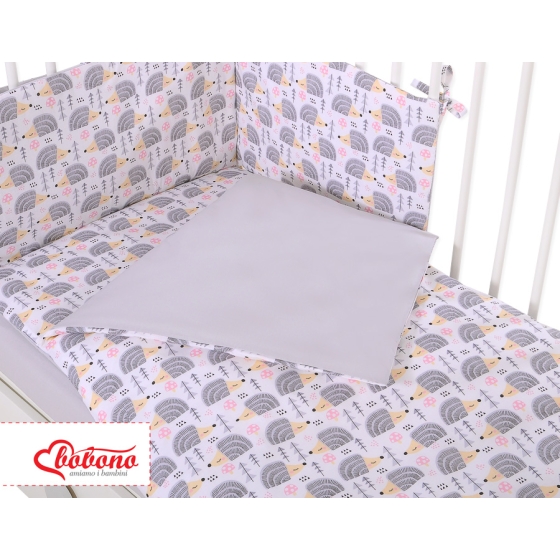 Baby Crib/Cot Bedding set 3-pcs - hedgehogs Gray