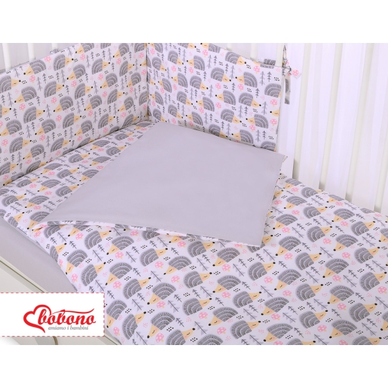 Baby Crib/Cot Bedding set 3-pcs - hedgehogs Gray
