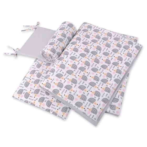 Baby Crib/Cot Bedding set 3-pcs - hedgehogs Gray