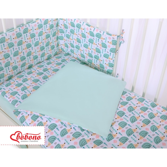 Baby Crib/Cot Bedding set 3-pcs - hedgehogs mint