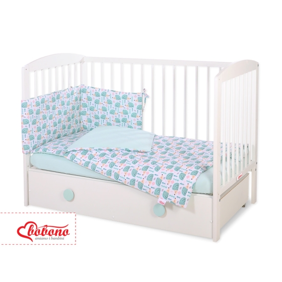 Baby Crib/Cot Bedding set 3-pcs - hedgehogs mint