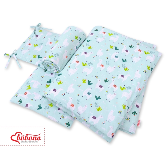 Baby Crib/Cot Bedding set 3-pcs - lama mint