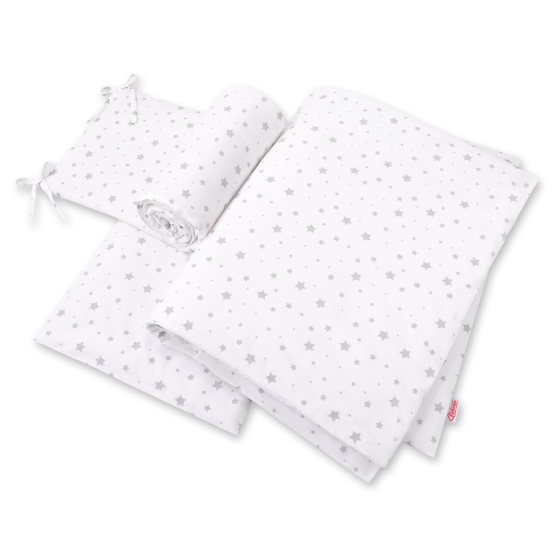 Baby Crib/Cot Bedding set 3-pcs - mini gray stars
