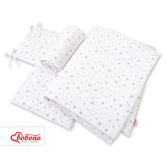 Baby Crib/Cot Bedding set 3-pcs - mini gray stars
