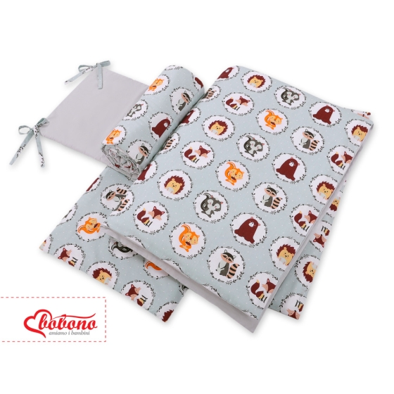 Baby Crib/Cot Bedding set 3-pcs - mint animals