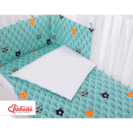 Baby Crib/Cot Bedding set 3-pcs - mint forest