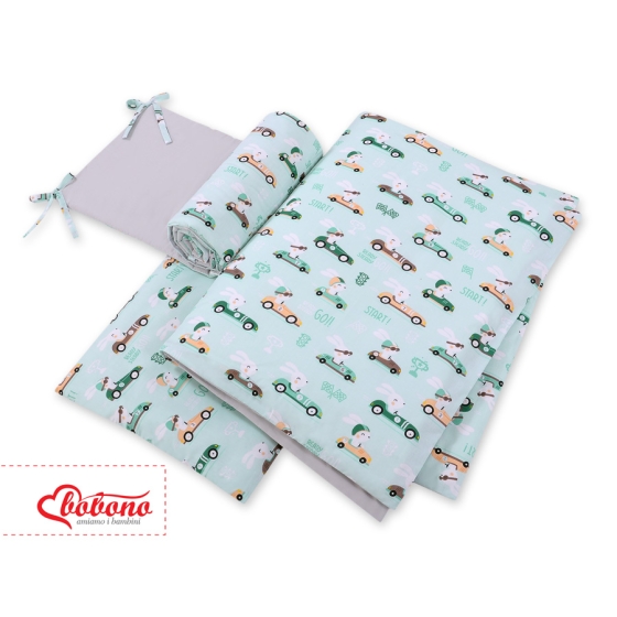 Baby Crib/Cot Bedding set 3-pcs - mint rabbits