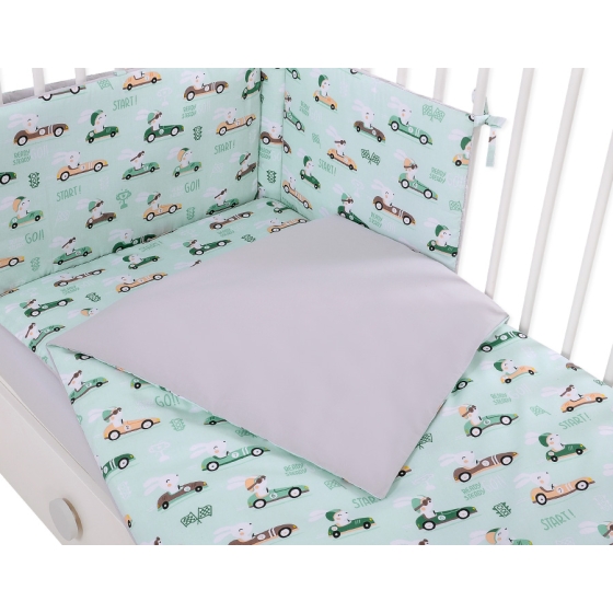 Baby Crib/Cot Bedding set 3-pcs - mint rabbits