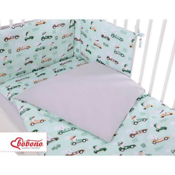 Baby Crib/Cot Bedding set 3-pcs - mint rabbits