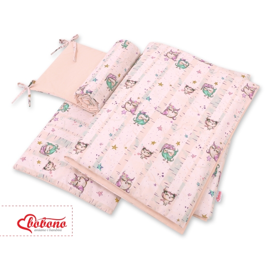 Baby Crib/Cot Bedding set 3-pcs - Owls cream-mint