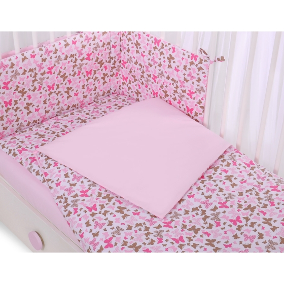 Baby Crib/Cot Bedding set 3-pcs - pink butterflies