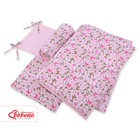 Baby Crib/Cot Bedding set 3-pcs - pink butterflies