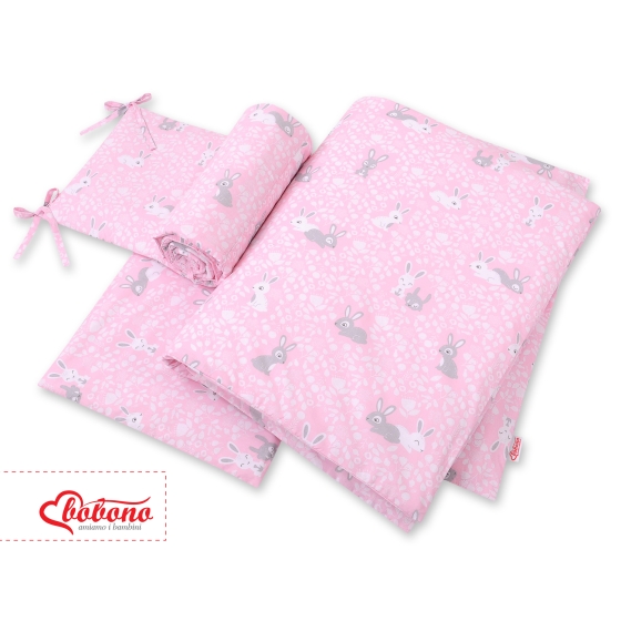 Baby Crib/Cot Bedding set 3-pcs - pink rabbits