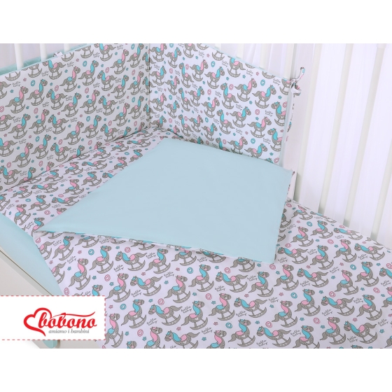 Baby Crib/Cot Bedding set 3-pcs - rocking horses