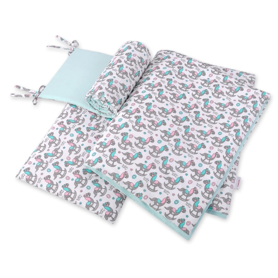 Baby Crib/Cot Bedding set 3-pcs - rocking horses