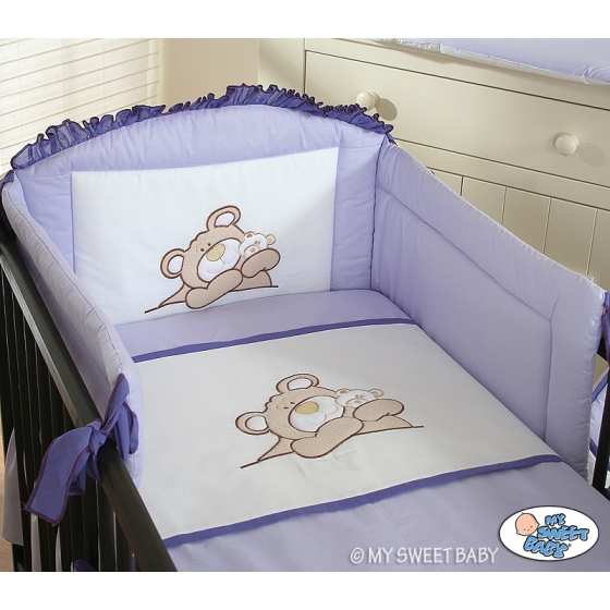 Baby Crib/Cot Bedding set 3-pcs (S70)- Teddy Bear lilac