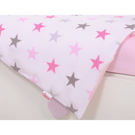 Baby Crib/Cot Bedding set 3-pcs - stars gray - pink/ pink
