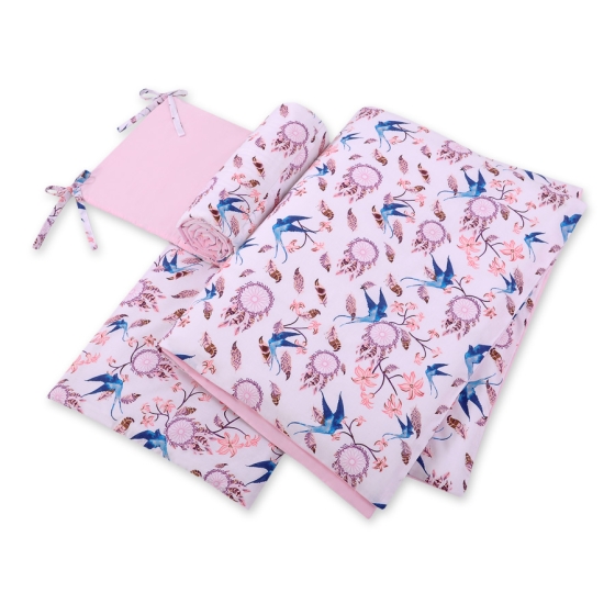 Baby Crib/Cot Bedding set 3-pcs - swallows blue