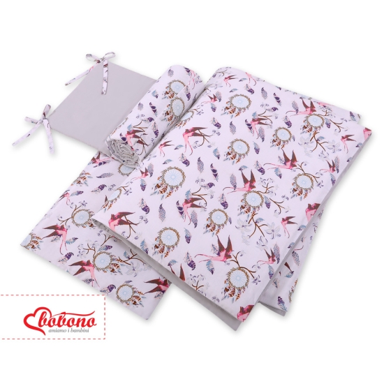 Baby Crib/Cot Bedding set 3-pcs - swallows pink