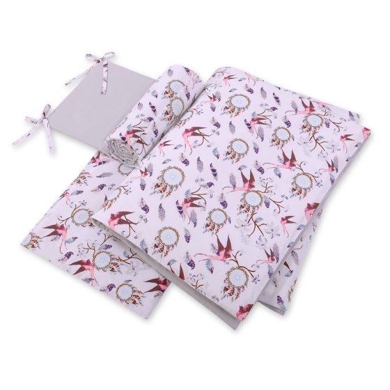 Baby Crib/Cot Bedding set 3-pcs - swallows pink