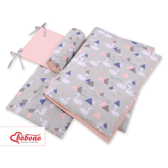 Baby Crib/Cot Bedding set 3-pcs - Swans gray