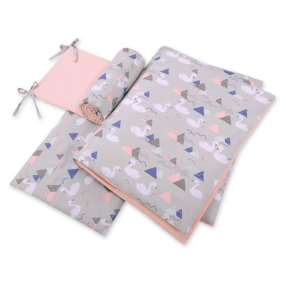 Baby Crib/Cot Bedding set 3-pcs - Swans gray
