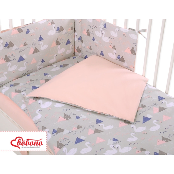 Baby Crib/Cot Bedding set 3-pcs - Swans gray