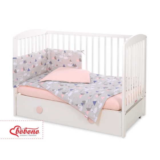 Baby Crib/Cot Bedding set 3-pcs - Swans gray