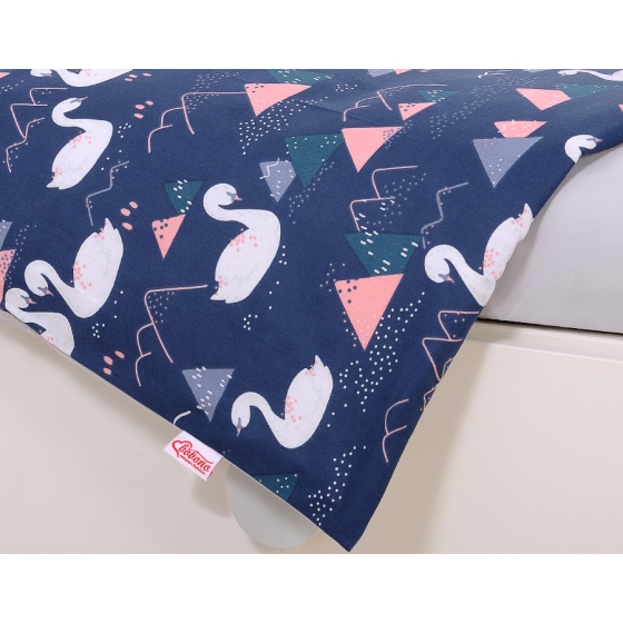 Baby Crib/Cot Bedding set 3-pcs - Swans navy blue
