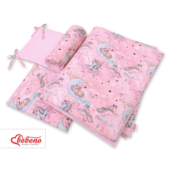 Baby Crib/Cot Bedding set 3-pcs - unicorn pink