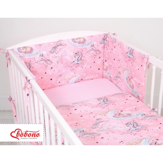 Baby Crib/Cot Bedding set 3-pcs - unicorn pink