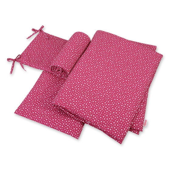 Baby Crib/Cot Bedding set 3-pcs - wine red stars