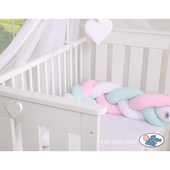 Baby crib Knot bumper- white-pink-mint