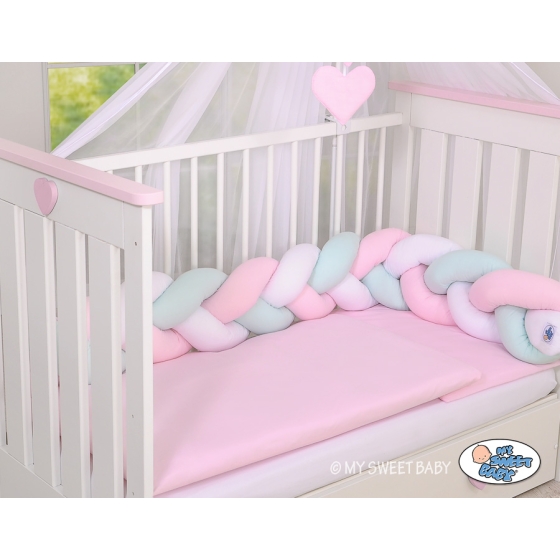 Baby crib Knot bumper- white-pink-mint
