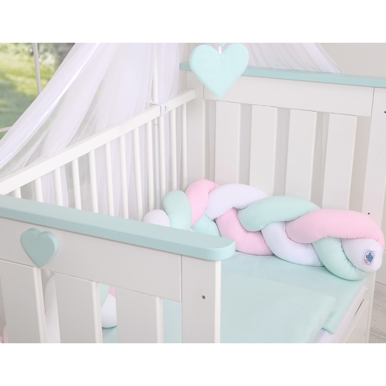 Baby crib Knot bumper- white-pink-mint