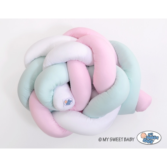 Baby crib Knot bumper- white-pink-mint