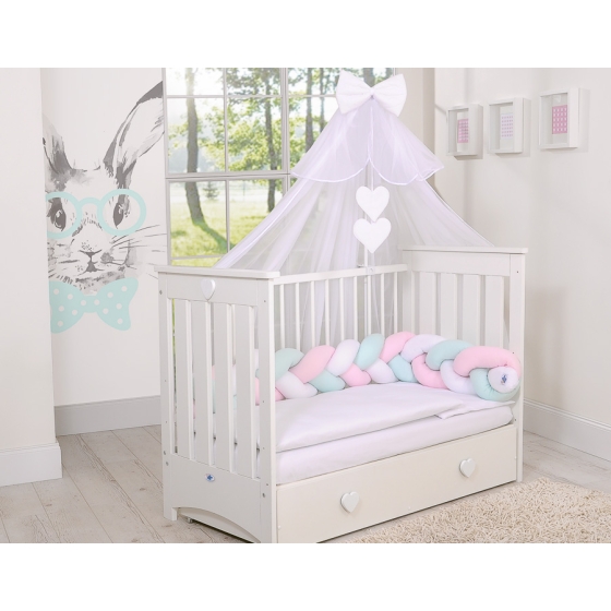 Baby crib Knot bumper- white-pink-mint