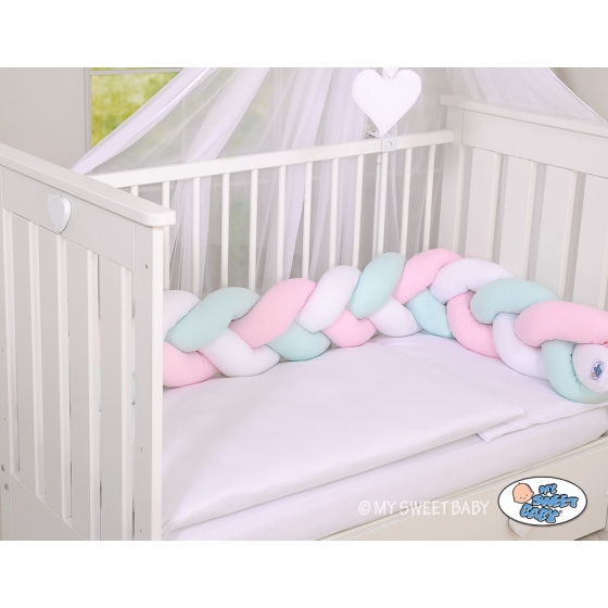 Baby crib Knot bumper- white-pink-mint