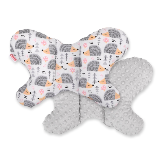 Baby Double-sided Anti Shock Pillow "BUTTERFLY" - hedgehogs gray/gray
