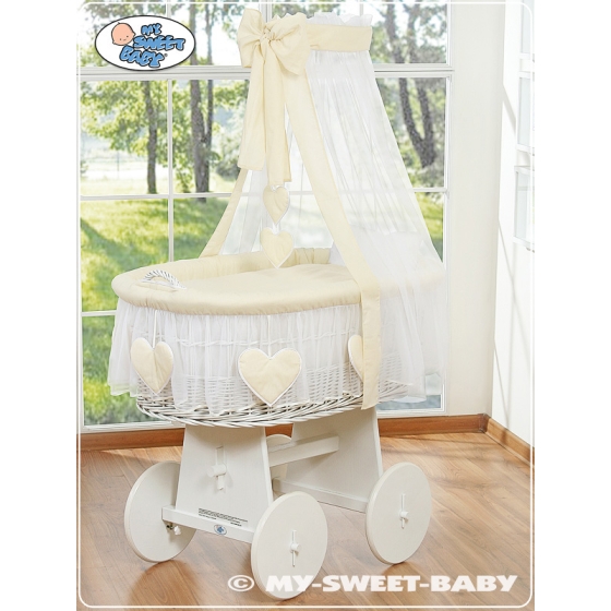 Wicker Crib with Drapes for Baby - Amelie cream